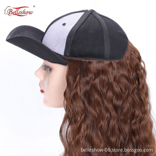 Hot sell wholesale baseball cap wig cheap hat wig fashion avant-garde wool roll wig cap synthetic cap long curly hair